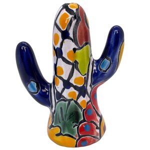 Talavera Cactus Seasoning Salt Pepper Shaker Mexico Sonoran Saguaro Ceramic Art
